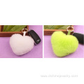 Fur Bag Genuine Rex Rabbit Heart Shape Fur Ball Key Chain